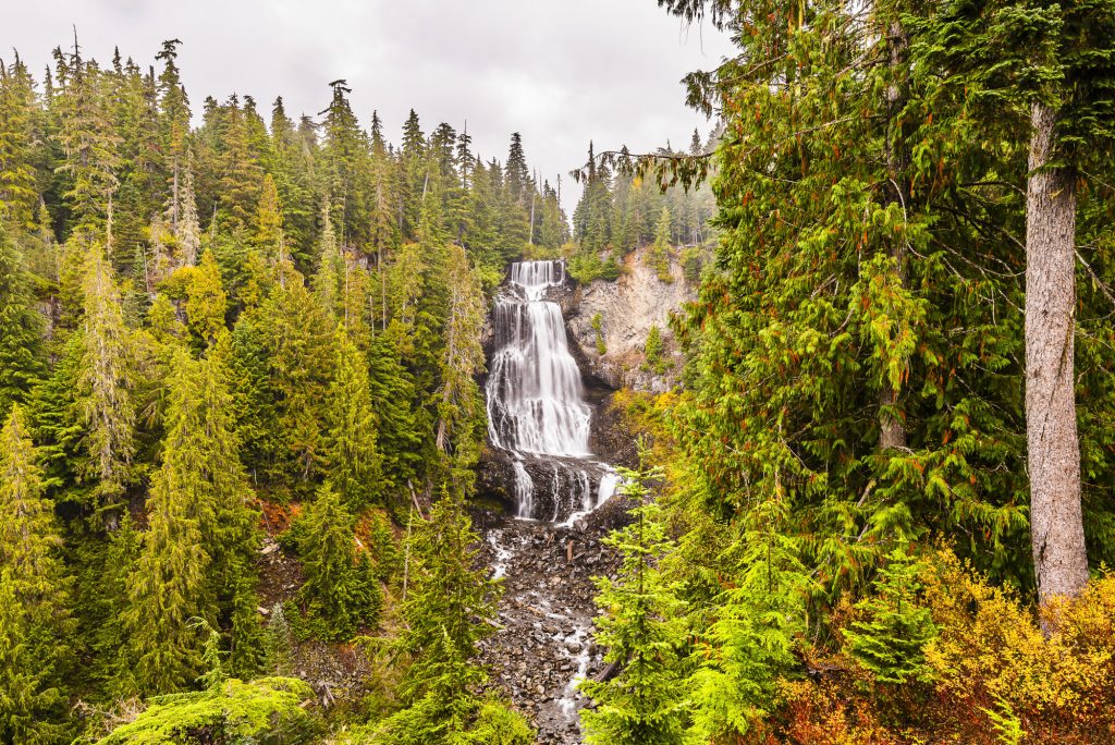 Autumn at Alexander Falls and Madeley Creek, in the Rocky Mountains, near Whistler, British Columbia, Canada