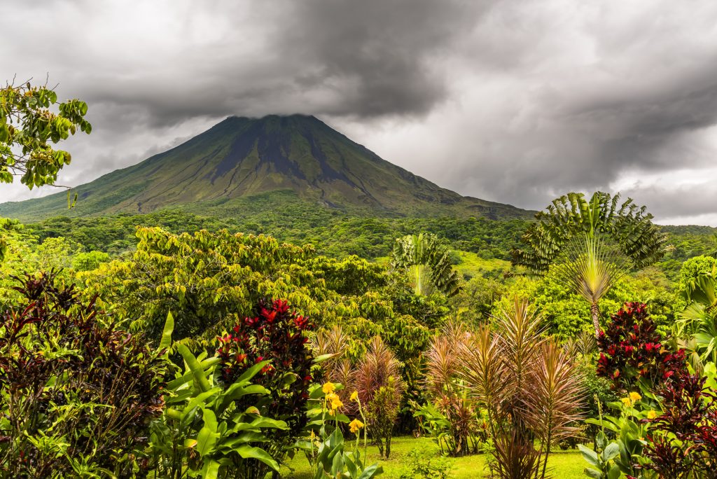 Late afternoon storms over the Arenal Volcano mountain, Alajuela, Costa Rica