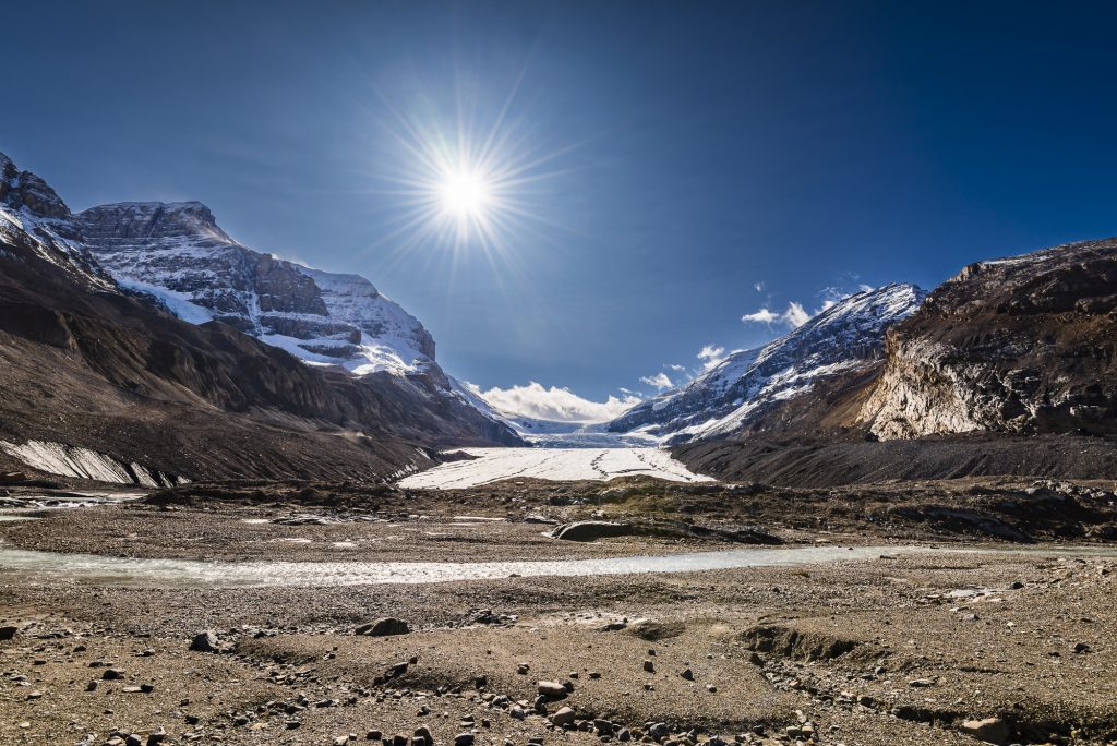 The Athabasca Glacier on the Icefields Parkway in the Rocky Mountains, Alberta, Canada