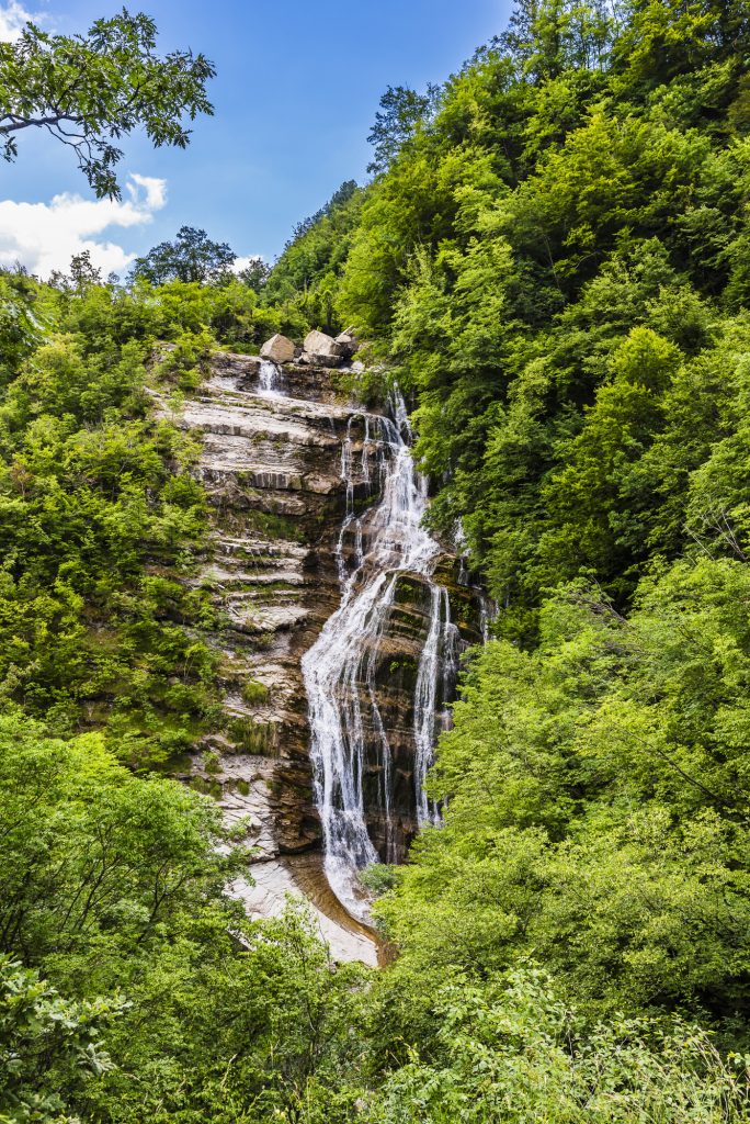 The Cascata dell'Acquacheta waterfall in Emilia-Romagna, Italy