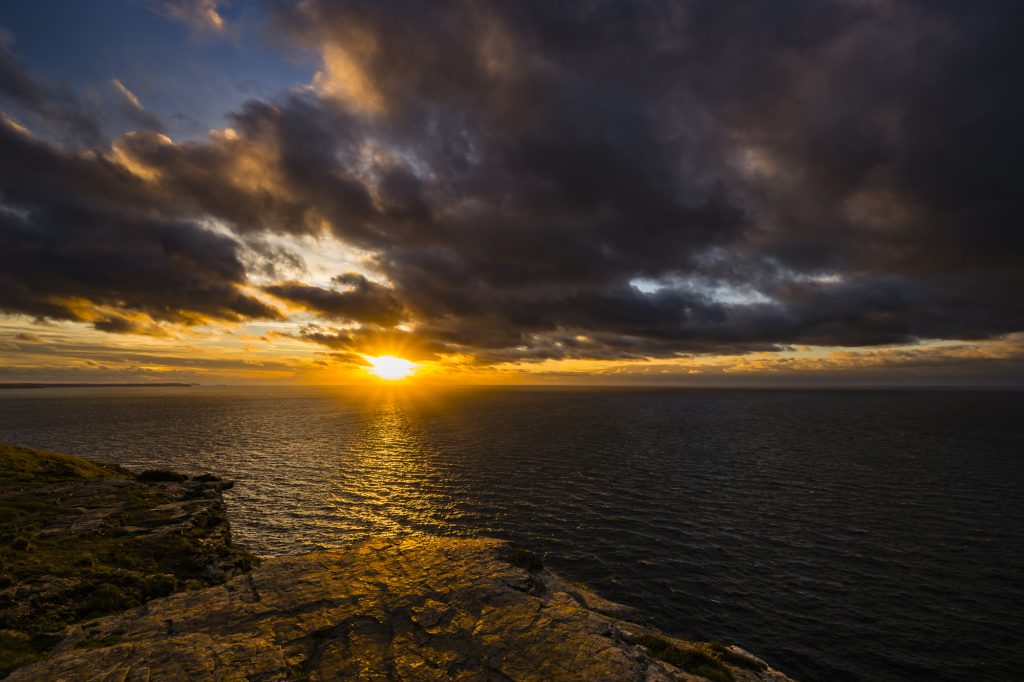 Autumn sunset from Glebe Cliff, near Tintagel, Cornwall