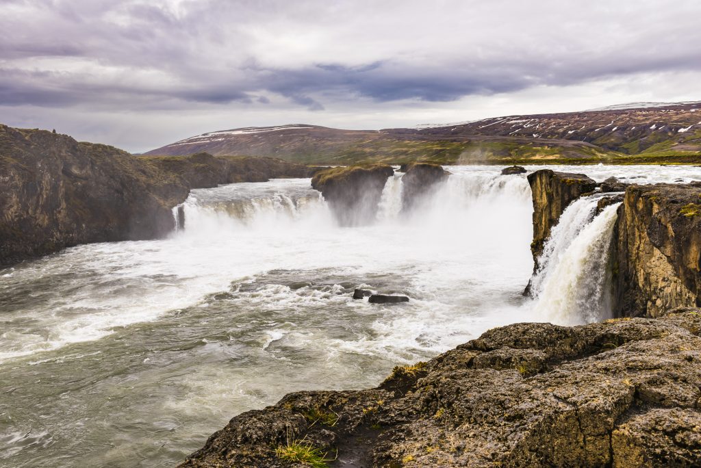 Massive river and waterfall at Godafoss, Iceland
