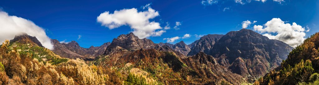 Autumn panorama of the mountains at Miradouro da Encumeada, Madeira, Portugal