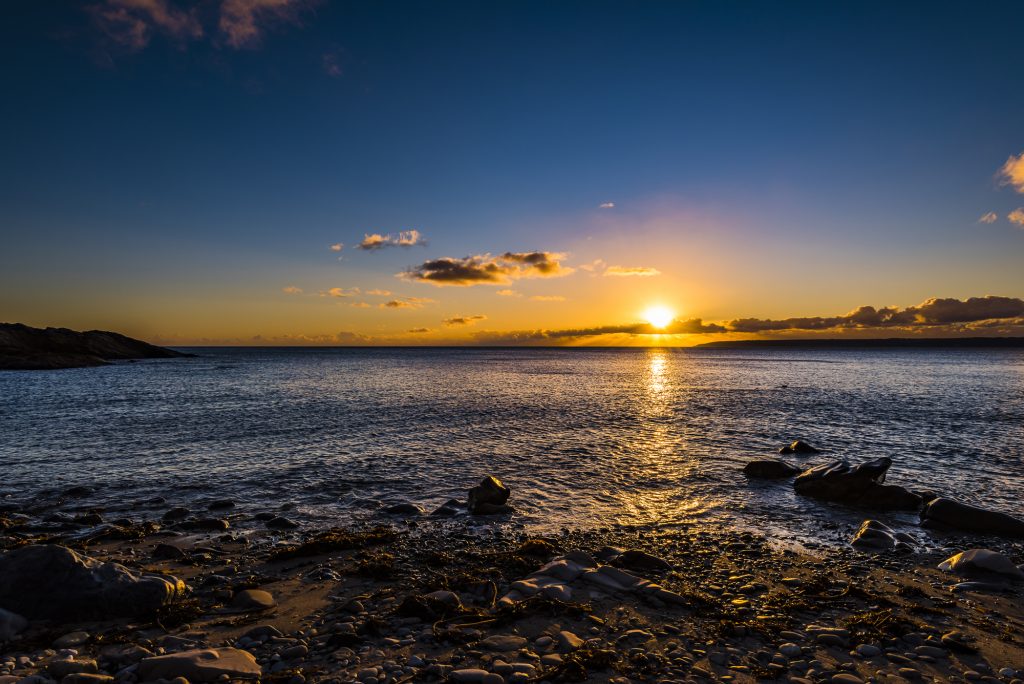 Autumn sunset over Mount's Bay, near Penzance, Cornwall
