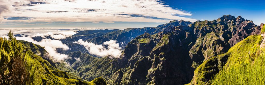 Autumn panorama of the mountains at Pico do Areeiro and Pico Ruivo, Madeira, Portugal