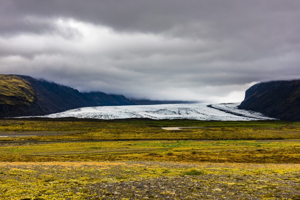 The Skaftafellsjokull Glacier on a stormy day, Iceland