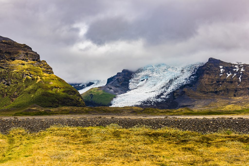 The Svinafellsjokull Glacier on a stormy day, Iceland