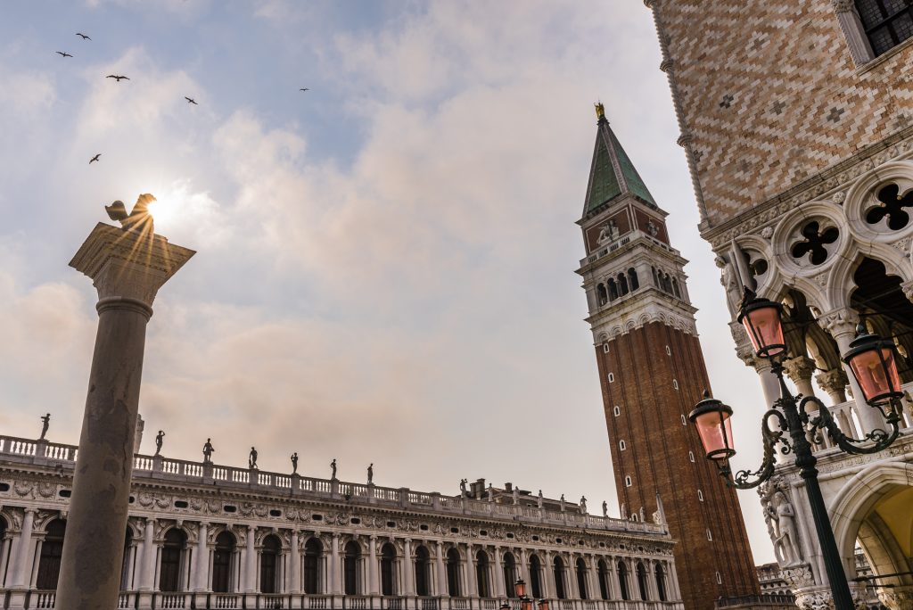 Late afternoon sunlight near St Mark's Square (Piazza San Marco), Venice, Veneto, Italy