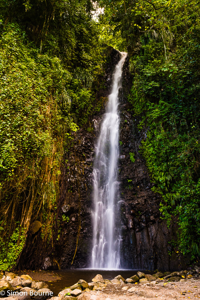 Dark View Falls waterfall on the Richmond River at the north of the tropical Caribbean island of St Vincent and the Grenadines