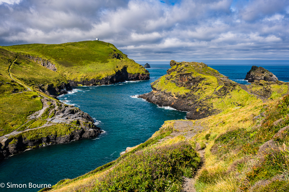 Celtic Sea and surf at Boscastle Harbour on a stormy summer's morning, Cornwall