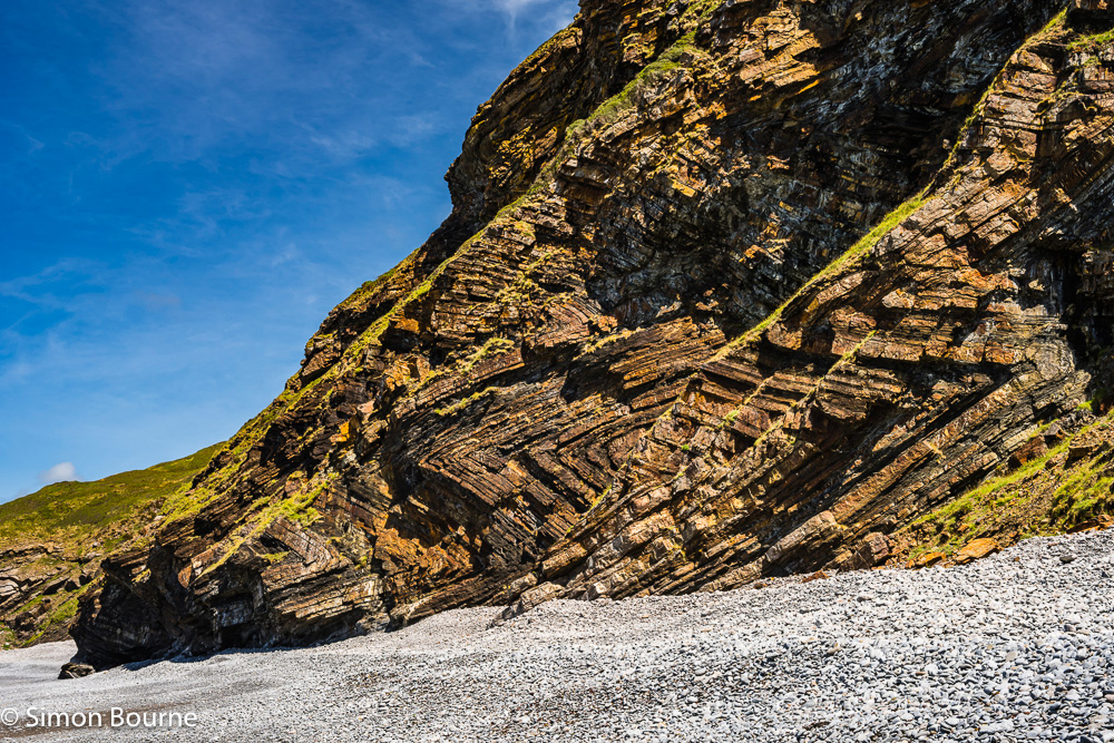 Spectacular recumbent chevron folds in the sandstones & shales at Millook Haven beach, North Cornwall